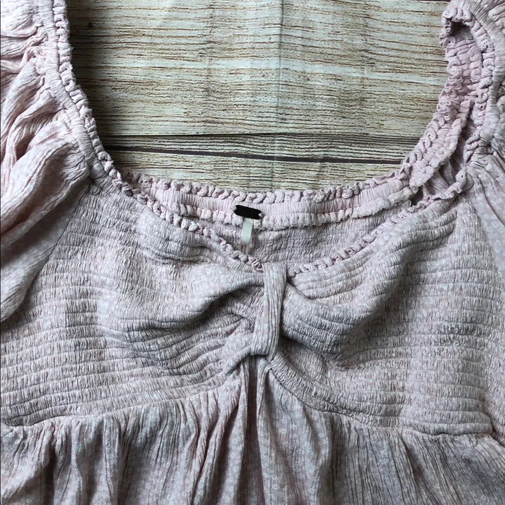 Free People Brittnee Print‎ Smocked Peplum Top